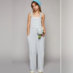 Ribbed Oversized Boho Hippie Coquettegirl Festival Cottagecore Overalls  Sz M